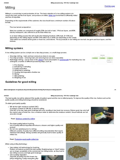 Milling And Processing Irri Rice Knowledge Bank Pdf Rice Mill