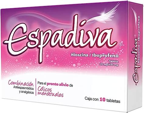 Espadiva Butilhioscina Con Ibuprofeno Caja Con 10 Tabletas Para El Pronto Alivio De Cólicos