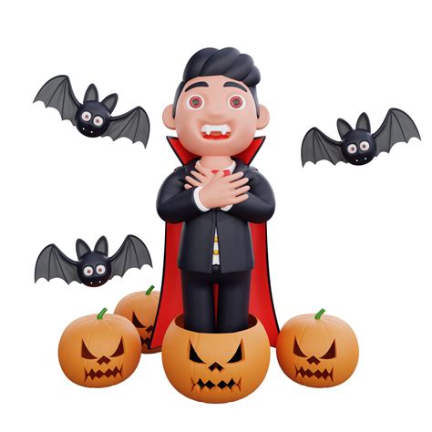 3d cute Vampire doing scary pose halloween design 29436175 PNG