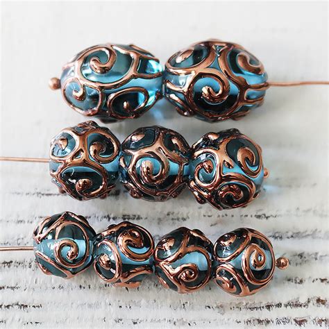 10mm Round Handmade Glass Beads Czech Lampwork Beads Czech Etsy