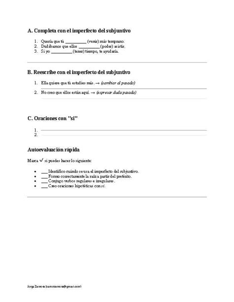 Imperfecto Del Subjuntivo Practice
