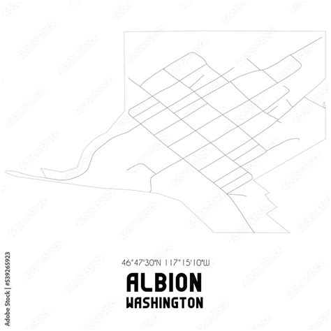 Albion Washington. US street map with black and white lines. Stock ...