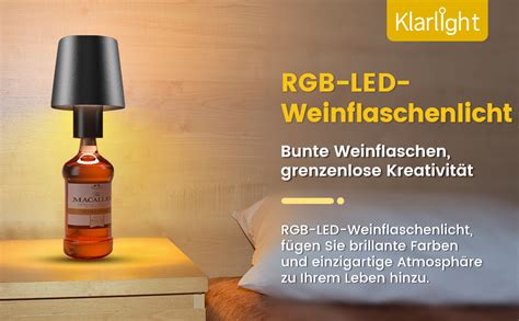 Klarlight Aufladbar Led Tischleuchte Kabellos Flaschenlampe Touch