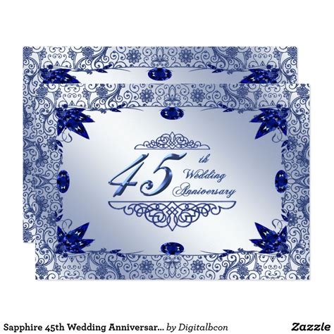 Sapphire 45th Wedding Anniversary 5x7 Invite Mom Dad Anniversary