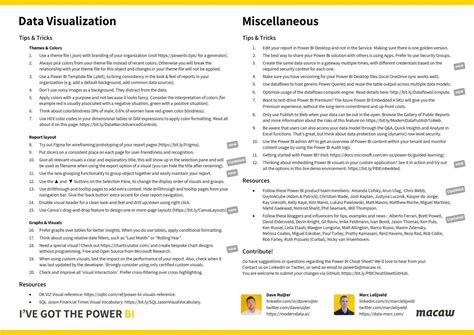 Power Bi Visualization Cheat Sheet