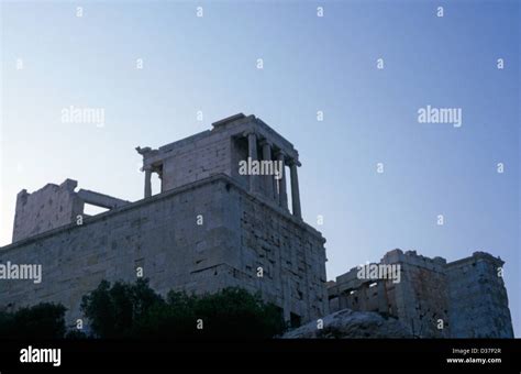 Akropolis In Morninglight Temple Of Nike Athen Athens Greece Stock