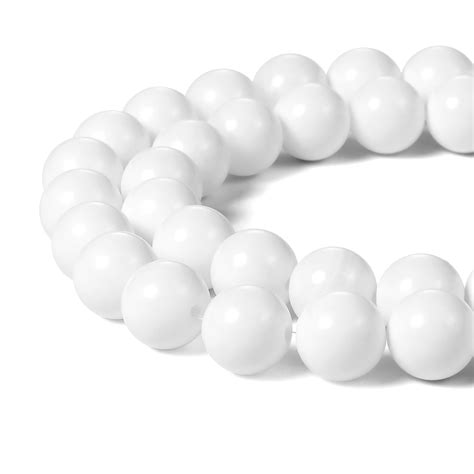 Beadnova 10mm White Tridacna Stone Shell Gemstone Round Loose Beads For