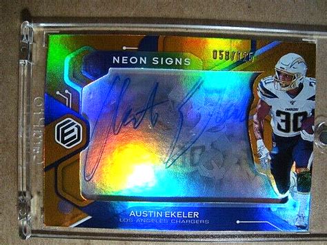 Austin Ekeler Panini Elements Orange Neon Signs Autograph Rc