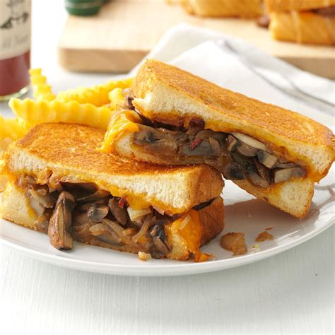 Mushroom Onion Grilled Cheese Sandwiches Recipe Taste Of Home