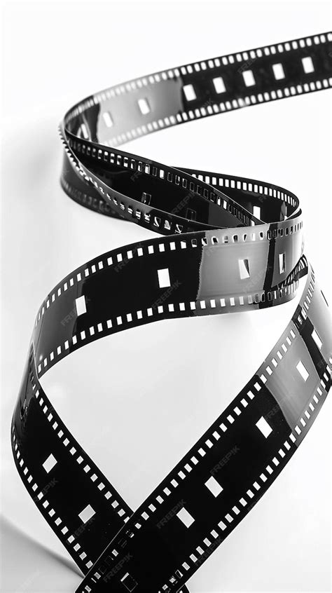 curled black film reel  white background classic photography