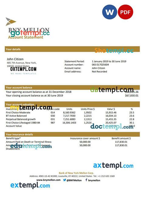 Doctempl Usa Bank Of New York Mellon Proof Of Address Banking