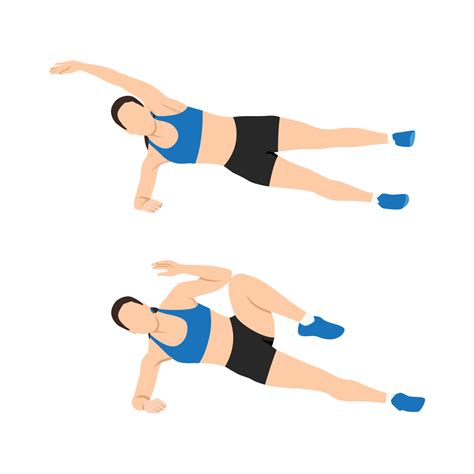 Woman doing Side plank Crunches exercise. Flat vector illustration ...