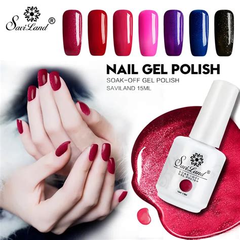 Saviland 1pcs Gel Nail Polish 15ml Nail Art Shining 58 Colors Soak Off