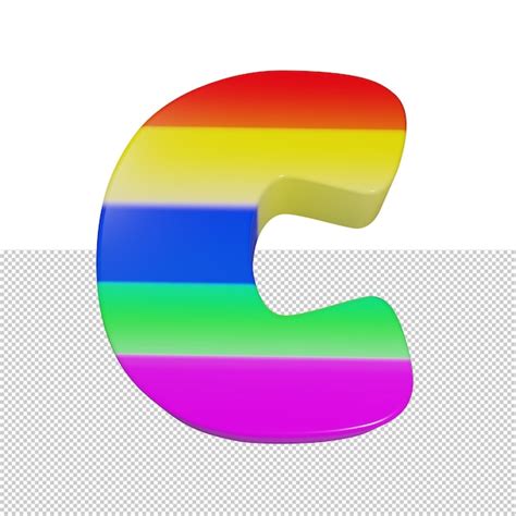 Premium Psd Letter C Rainbow Text Effect D Render