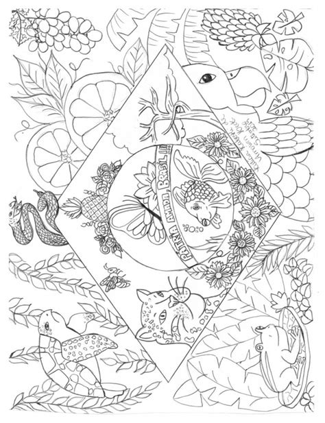 Bandeira do Brasil estilizada fauna e flora brasileira para colorir | Doodle art designs, Art ...