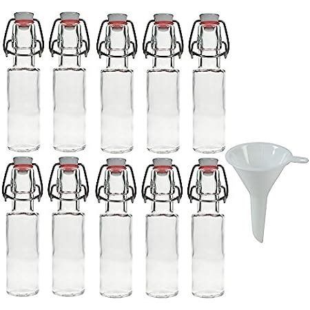 Viva Haushaltswaren 12 x Mini Glasflasche 50 ml mit Bügelverschluss