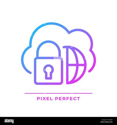 Hybrid Cloud Pixel Perfect Gradient Linear Vector Icon Stock Vector