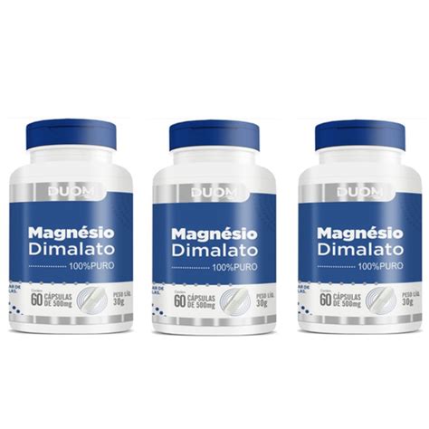 Kit 3 Magnésio Dimalato 60 Cápsulas 500mg Duom Submarino