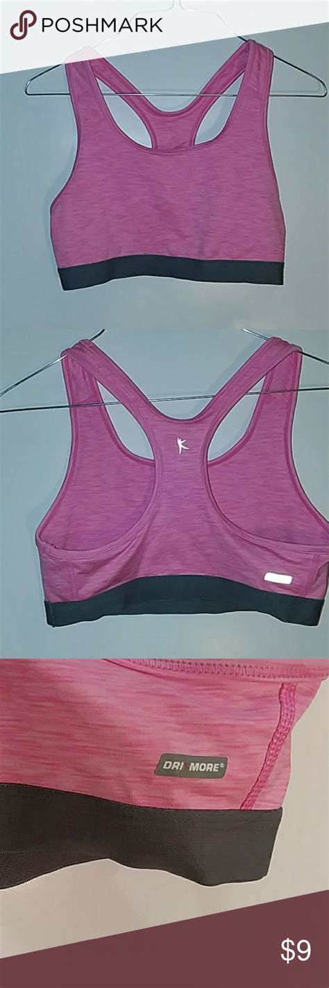 Danskin Fitted Sports Bra Pink And Grey No Padding Racer Back Sports