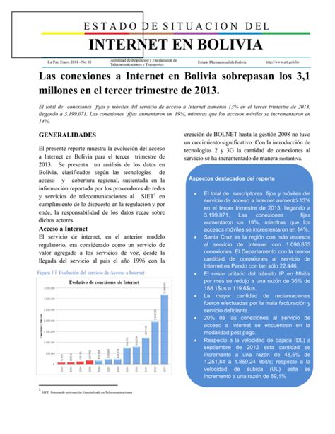 Las Conexiones A Internet En Bolivia Sobrepasan Los 3