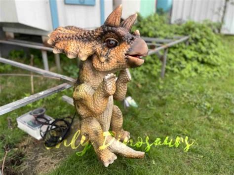 Cuddly Animatronic Baby Triceratops Dinosaur Puppet