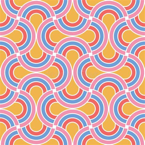 Seamless Vector Background Retro Summer 70s Rainbow Stripes Pattern Stock Vector Illustration