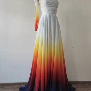 New Hand Painted Ombre Wedding Dress Sunset Wedding Dress Etsy