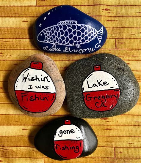 Wishing I Was Fishing Painted Rocks Painted Rocks Craft Painted