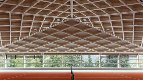 Geometric Timber Roofs Cover Diamond Domes Tennis Courts In Switzerland