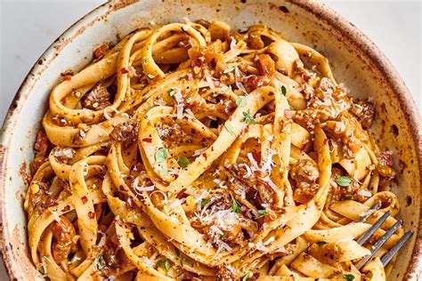 Garlicky Mushroom Bolognese with Fettuccine Recipe | The Kitchn