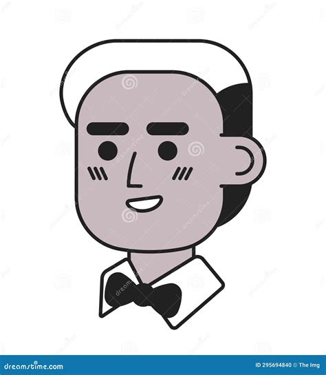 Waiter African American Man Black And White 2d Vector Avatar