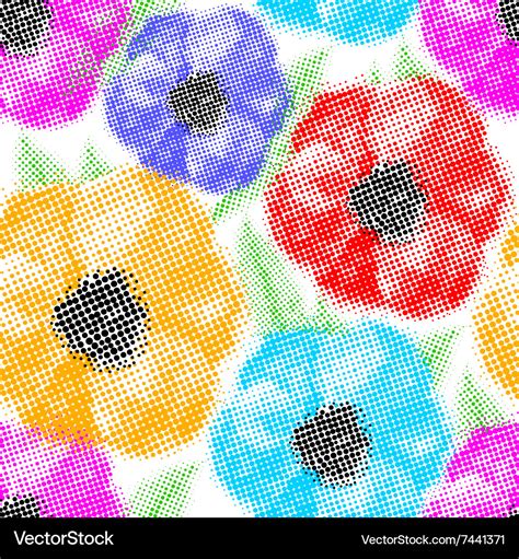 Seamless colorful poppy flowers wallpaper pattern Vector Image