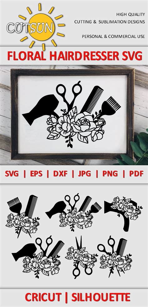 Hair Stylist Svg Floral Hairdresser Svg Bundle Hair Salon Etsy