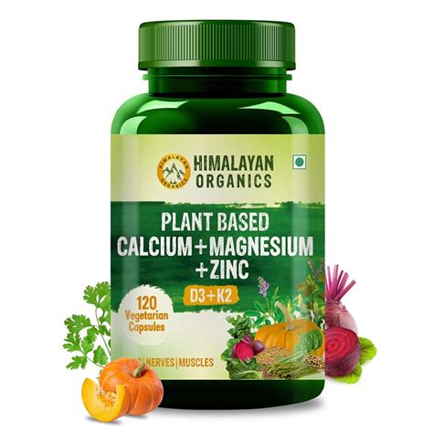 Himalayan Organics Plant Based Calcium Magnesium Zinc Vitamin D3 K2