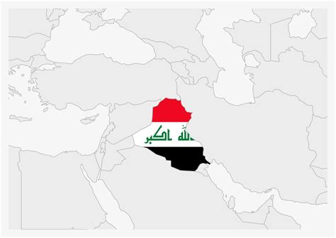 Iraq map highlighted in Iraq flag colors 12897924 Vector Art at Vecteezy