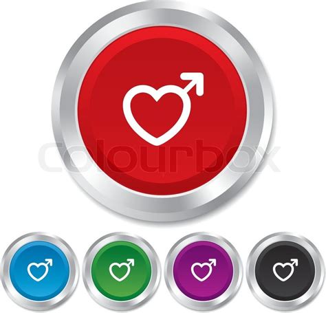 Male Sign Icon Male Sex Heart Button Stock Vector Colourbox