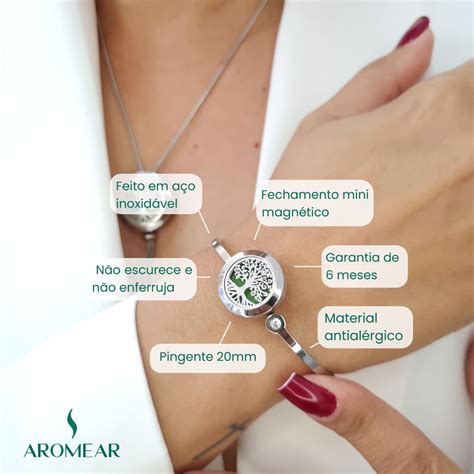 Bracelete Difusor Rvore Da Vida Em A O Inoxid Vel Antial Rgico