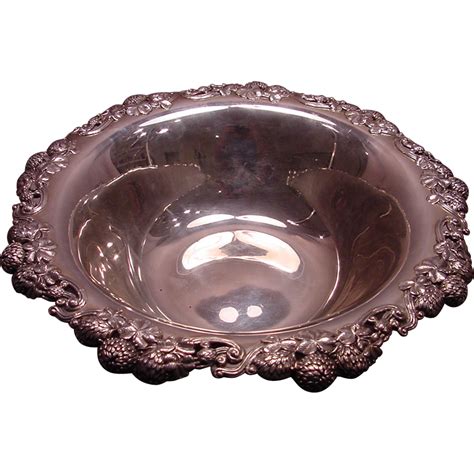 Antique Tiffany And Co Sterling Silver Very Large Clover Fruit Bowl From