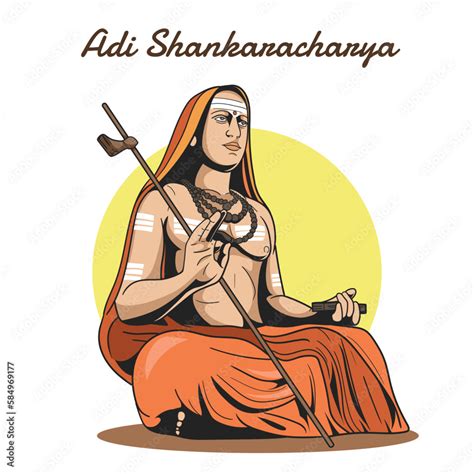 Adi Shankaracharya Indian Philosopher And Theologian Stock Vector