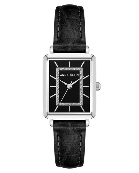 Reloj Anne Klein Negro Con Correa De Piel De Cocodrilo Detalles De