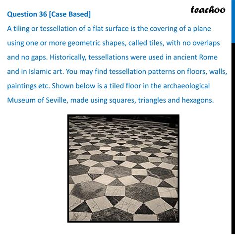 Case Based A Tiling Or Tessellation Of A Flat Surface Is Covering