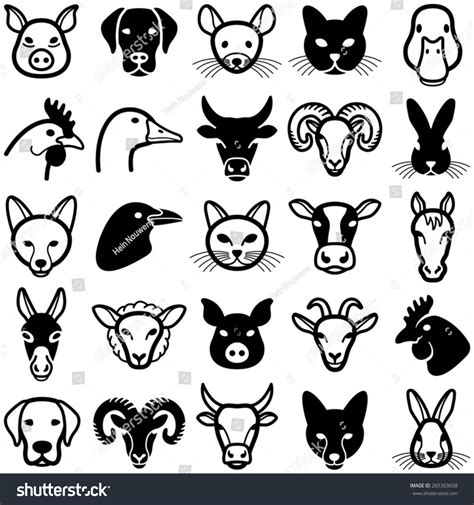 Farm Animal Head Silhouettes