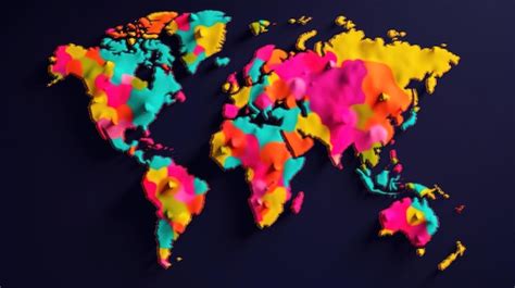 Premium Photo | Creative world map with colorful hearts planet earth ...