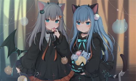 Safebooru 2019 2girls T Amashiro Natsuki Animal Ears Bangs Black Bow