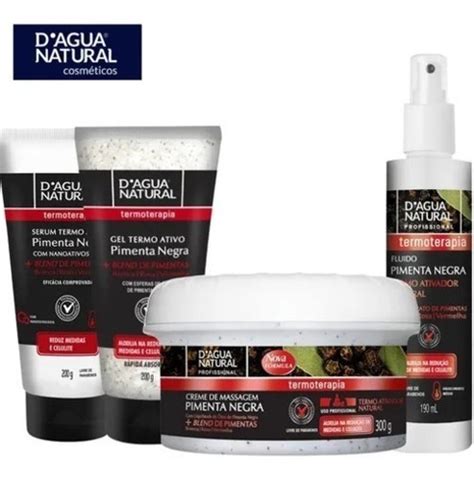 Kit Massagem Creme 300g Gel Serum Fluido Pimenta Negra