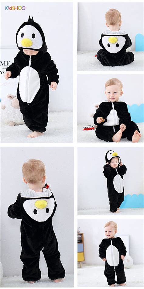 Black Penguin Baby Onesie Kigurumi Pajamas Kids Animal Costumes For