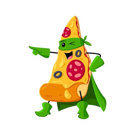 Cartoon fast food piece of pizza hero character 46914298 Vector Art at ...