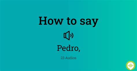 how to pronounce pedro