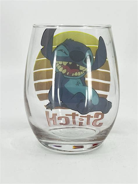 Disney Lilo And Stitch Sunset Stemless 20 Oz Tear Drop Wine Glass Clear 5 H Ebay