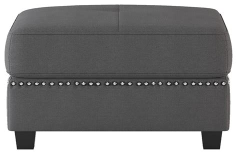 Lazzara Home Ulrich Dark Gray Textured Fabric Upholstery Ottoman